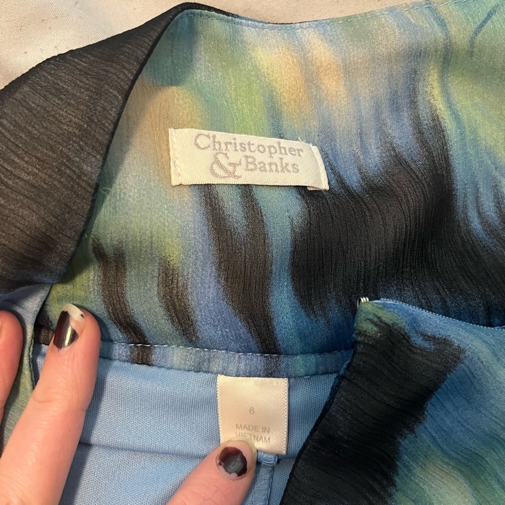 Christopher & Banks Blue Green Tiered Maxi Skirt - Picture 2 of 2